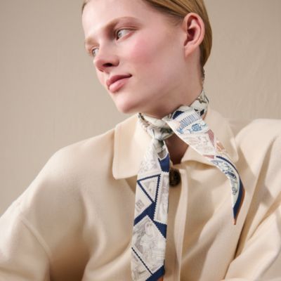 エルメス☆HERMES ツイリーシルクスカーフ　美柄　ギター ストライプ エルメス☆HERMES ツイリーシルクスカーフ 美柄 ギター ストライプ